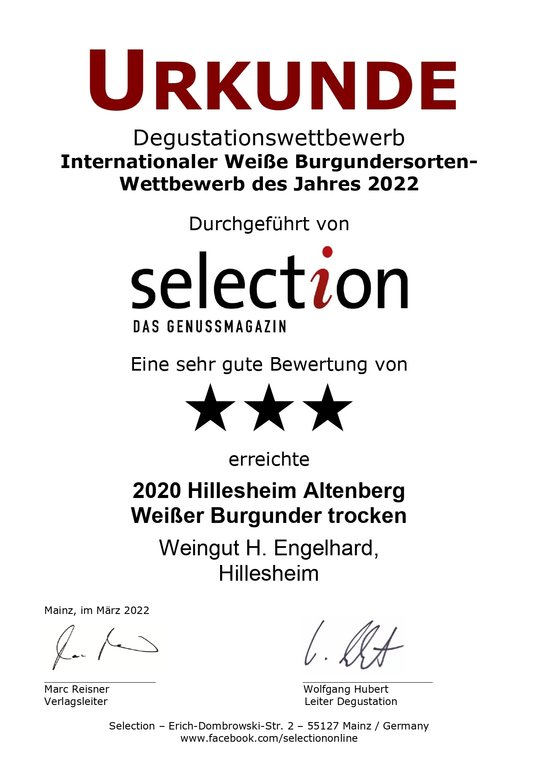 2020	Weißer Burgunder Hillesheim Altenberg QbA trocken